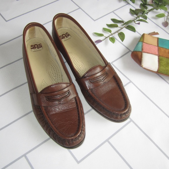 SAS Comfort Brown Penny Loafers Flats sz 9 1/2 - Picture 1 of 8